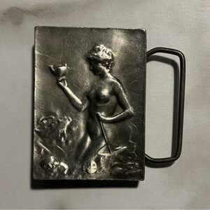 Bergamot Brass Works X-40 Belt Buckle. 1974. Mining Woman. VTG/Very Rare